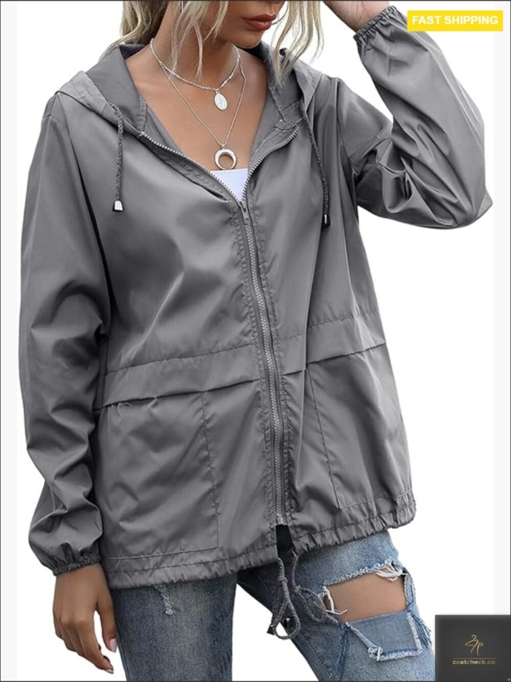 Lightweight Waterproof Windbreaker Rain Jacket Hooded with Pockets S-XXL